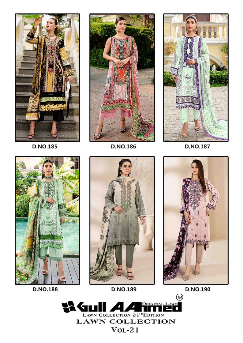 Gull A Ahmed Lawn Collection Vol 21 Cotton Pakistani Dress Material Wholesale Price In Surat